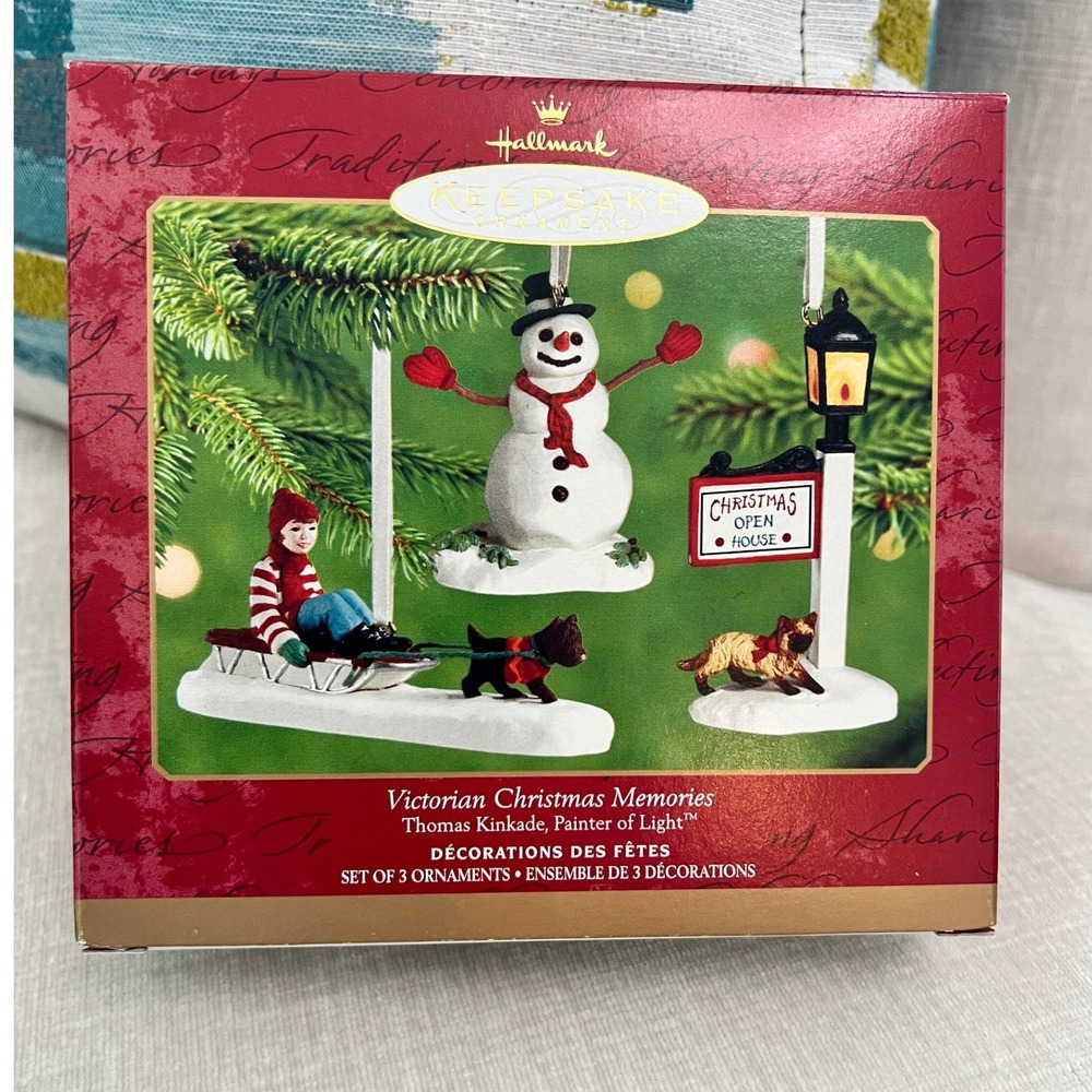 Hallmark Keepsake Thomas Kinkade Victorian Christmas Memories Ornament Set 2001